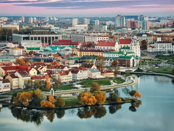 Panoramic,View,Of,The,Historical,Center,Of,Minsk.,Belarus.,Sunset. non schengen countries in Europe to visit from UAE - Belarus